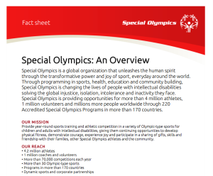 special olympic fact sheet